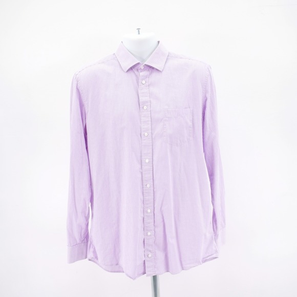 Indochino White Purple Check Collared Dress Shirt XL Pocket Front Cotton - Picture 4 of 10